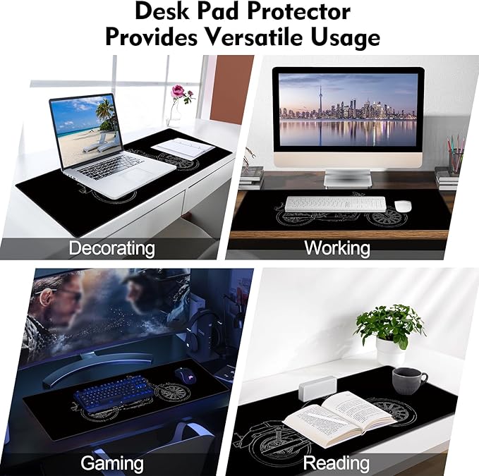 Galdas Gaming Mouse Pad XXL XL Large Long Extended Big Mousepad Non-Slip Rubber Keyboard Mouse Pad with Stitched Edges for Laptop Home Office (31.5x11.8x0.08 Inch) … (Motor)
