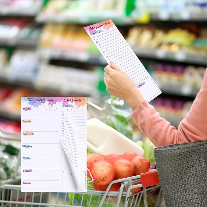 Meal Planner for Fridge, 60 Sheets 7x10" Magnetic Meal Planners and Grocery List Undated Weekly Meal Planner with Tear off Shopping List for Meal Planning and Convenient Shopping, Colorful Ink