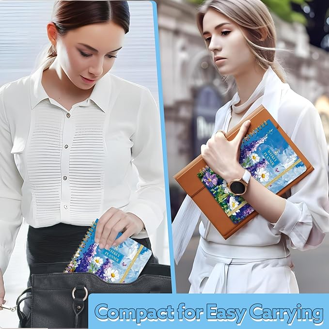 Undated Weekly Planner, A5 Weekly To Do List Notebook with Habit Tracker Spiral Binding Weekly Planner Notebook with Stickers Home Work School Supplies, Purple Flower