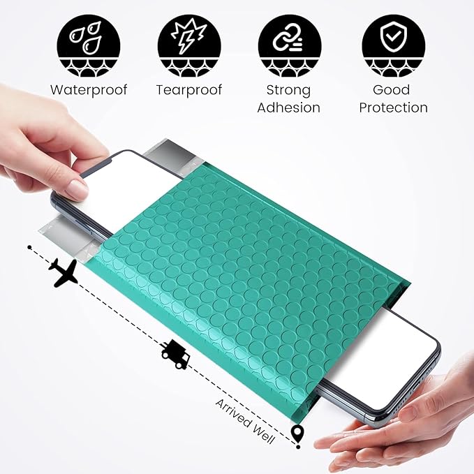 Fuxury Bubble Mailers 4x8" Teal Padded Envelopes 19200Pack Bulk Strong Adhesion Full Pallet of Padded Mailers Thick Bubble Envelopes for Small Business Mailing Small Items,Jewelry,Makeup