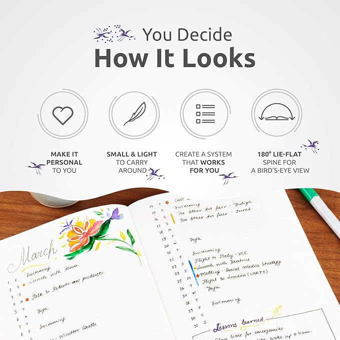 Lay Flat Large B5 Dotted Journal - Enjoy Bullet Journaling with a Soft Cover 7x10-inch, Non-Bleed Thick 120gsm Paper, Dot Journal in Yellow, Japanese Edge Motif - Faux Leather Dot Notebook