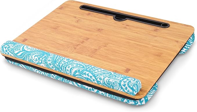 Lap Desk,Fits up to 15.6 inch Laptop Bed Table Computer with Soft Pillow and Storage Bag,Gaming Tray and Writing Tray on Bed for Home Office(2-Beige)