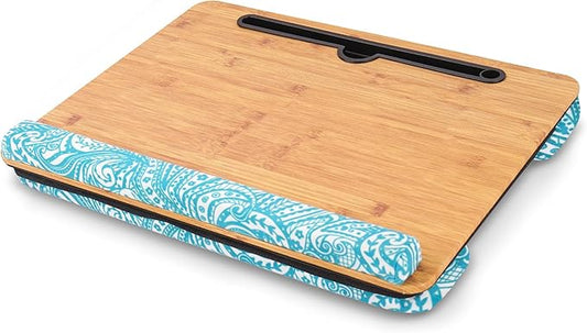 Lap Desk,Fits up to 15.6 inch Laptop Bed Table Computer with Soft Pillow and Storage Bag,Gaming Tray and Writing Tray on Bed for Home Office(2-Beige)