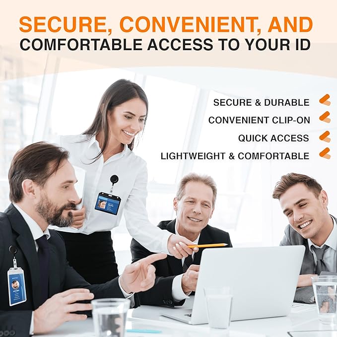 25 Pack Badge Reels Retractable Badge Holder with Clip, Id Clips for Badges, Id Badge Reel, Retractable Id Badge Clip with Clear Vinyl Strap & Alligator Swivel, No Twist Dispenser (Black)