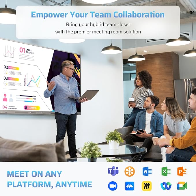 HKMLC Smart Board Summit 65 Inch, Digital Whiteboard for Classroom Home Office, Electronic Whiteboard with 4K UHD Touchscreen Display 8+128GB Android OS (Wall Mount Included)