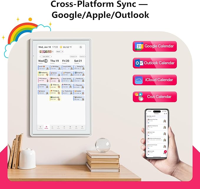 Smart Digital Calendar 21.5 Inch - Electronic Wall Calendars Chore Chart, FHD Interactive Touchscreen Family Planner, Task Rewards and Meal Planner with Weekly/Monthly Family Home Organization