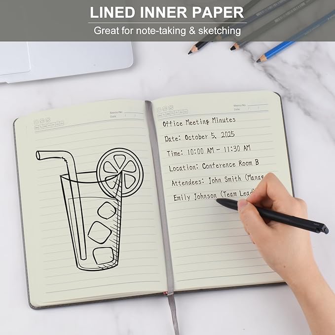 ZCZN 6 Pack Lined Journal Notebooks, 192 Pages A5 Hardcover Leather Journals for Work,Writing,School & Travel, College Ruled Journaling Notebooks for Notes Taking,Diary Notepad (Light Green*6)