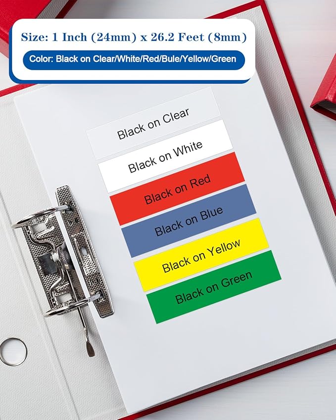 6-Pack TZe TZ Tape 24mm 0.94 Laminated Colored Compatible for Brother P Touch Label Maker Tape TZe-251 151 451 551 651 751 Refills for PT-D600 P700 P710BT PT-D610BT P910BT PT-P750W, 1 Inch x 8m