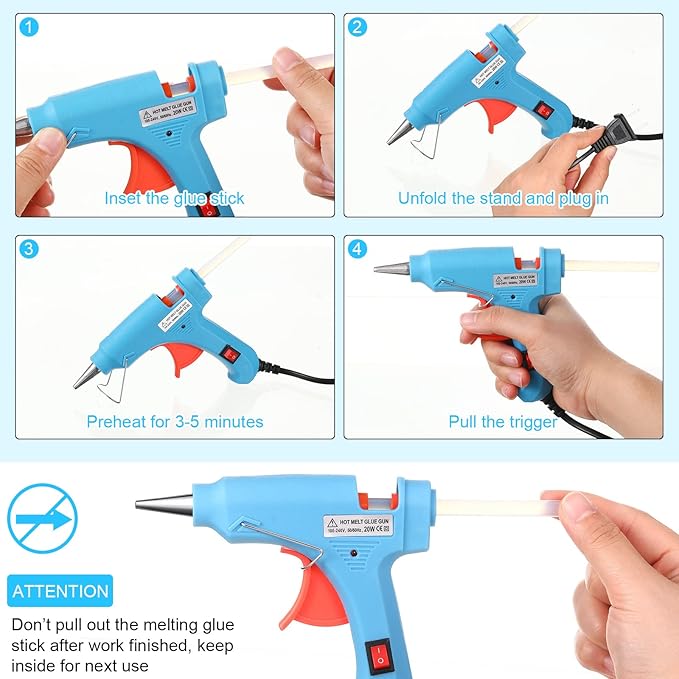 Zhengmy 24 Pieces Mini Hot Glue Gun Crafts Hot Melt Guns Fast Preheating and Easy Squeeze Trigger for School DIY Arts Class Projects Office Home Quick Repairs (Multicolored)