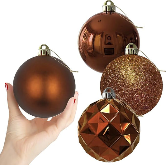 Bronze 4.0" Large Christmas Balls - Christmas Tree Decoration Ornaments Shatterproof Hanging Balls for Birthday Halloween Holiday Wedding Decorations Set of 4pcs