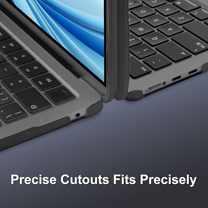 MOSISO Compatible with MacBook Air 13 inch Case 2025-2022 M4 A3240 M3 A3113 M2 A2681, Soft TPU Frame Bumper Anti-Cracking Hard Case&Keyboard Skin&Screen Film for MacBook Air 13.6 inch, Black