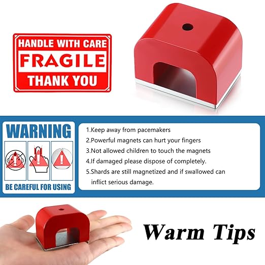 Red Horseshoe Heavy-Duty Alnico Power Magnets for Education and Doing Velvet Nail (30 lbs Pull)
