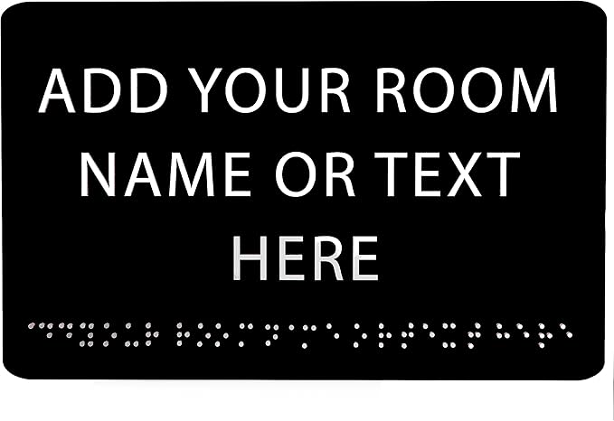 9" X6" Personalized Custom Sign - ADA Compliant Tactile Graphics Grade 2 Braille Text Acrylic Wall Signs - Add Your Room Name Text Sign for Home School Office Business Workplace