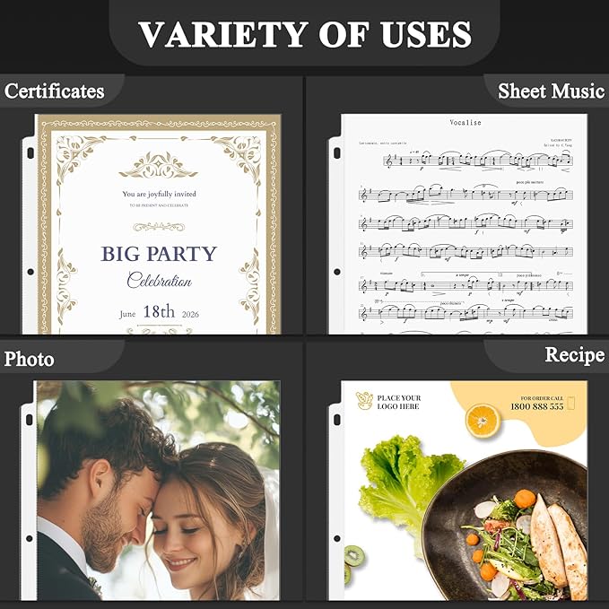 Clear Sheet Protectors for 3 Ring Binder, Plastic Sleeves for Paper 8.5x11, Heavy Duty Page Protectors for 3 Ring Binder, Top Loading Paper Protector for Documents and Photos,Letter Size.