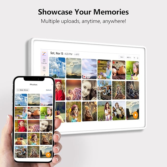 Digital Calendar, 15.6 Inch Wall Planner Electronic Calendar & Chore Chart, Smart Touchscreen Interactive Display for Family Schedules, Great for Organizing Your Routines, Wall & Desk Mountable White