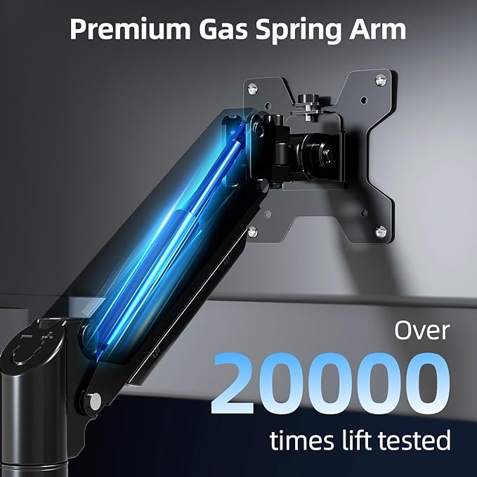 Monitor Arm for 13-32 inch Screens, Monitor Desk Mount, Adjustable Height, VESA Mount with Clamp & Grommet Bases, Freelift Black