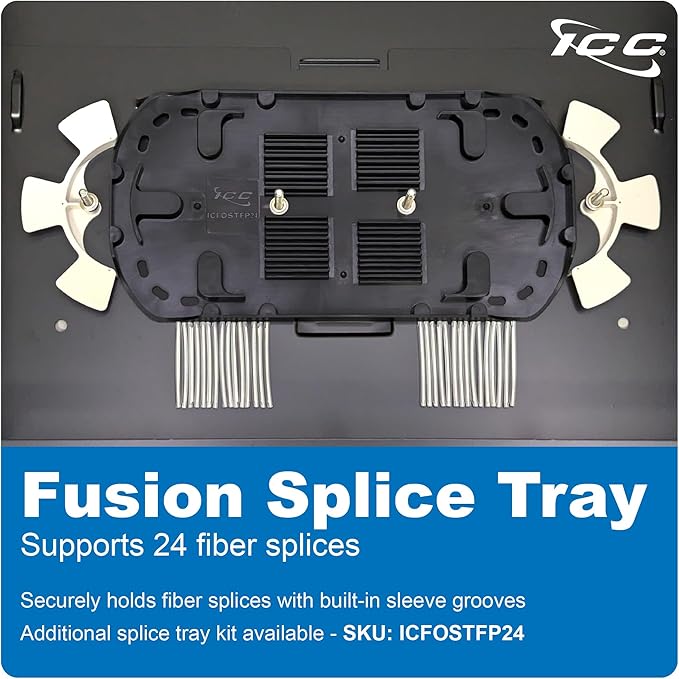 ICC 1U Fiber Optic Rack Mount Enclosure - 3 Slots for LGX Compatible Adapter Panels or Cassettes, Supports up to 72 Fibers, Fits 19-Inch Racks, Secure Fiber Management Solution, ICFORE31RM