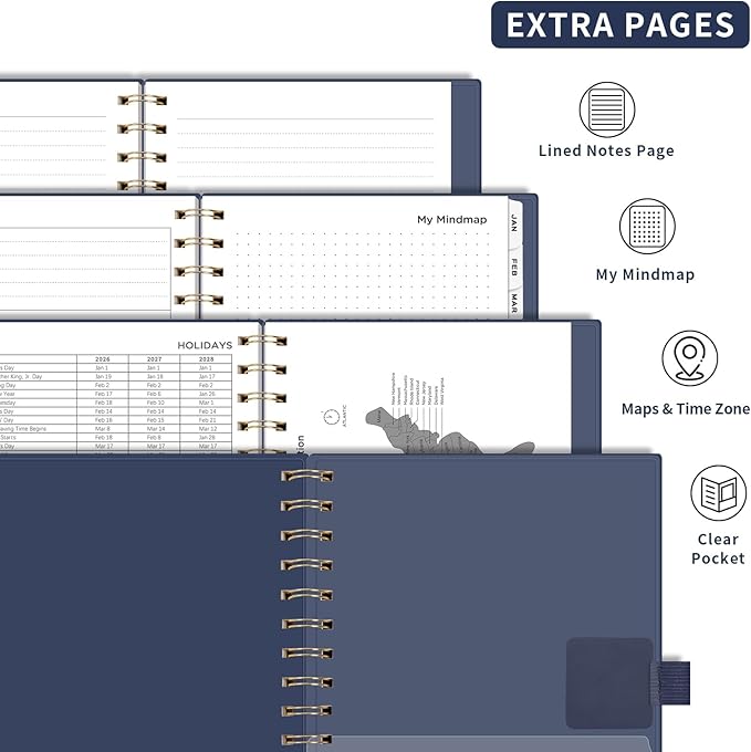 AHGXG 2026 Planner, Weekly and Monthly, Jan 2026 - Dec 2026, 12 Months, 2026 Calendar Planner Book with Tabs for Men Women School Home Office Supplies, A5 (6" X 8.38"), Blue