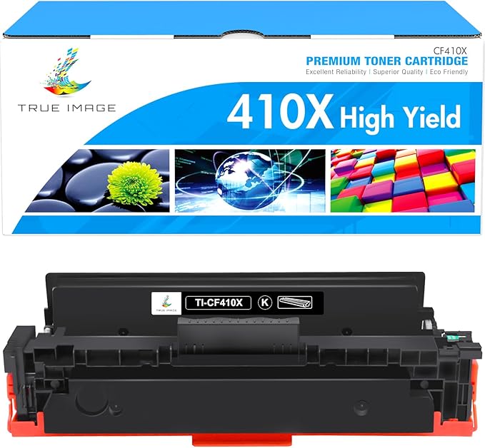 TRUE IMAGE Compatible Toner Cartridge Replacement for HP 410X CF410X CF410A 410A M477 M452 Color Pro MFP M477fdw M477fnw M452dw M477fdn M452nw M452dn M377dw Printer Ink (Black, 1-Pack)