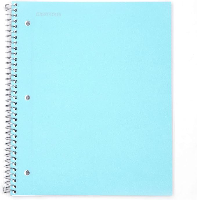 Mintra Office Durable Spiral Notebooks, 1 Subject, (Teal, Wide Ruled 12pk), 100 Sheets, Poly Pocket, Moisture Resistant Cover, School, Office, Business, Professional