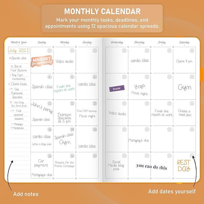 GoGirl Weekly Schedule Planner – Hourly Work & Life Planner with Time Slots – Vertical Agenda Organizer for Daily Productivity, A5 (Amber Yellow)