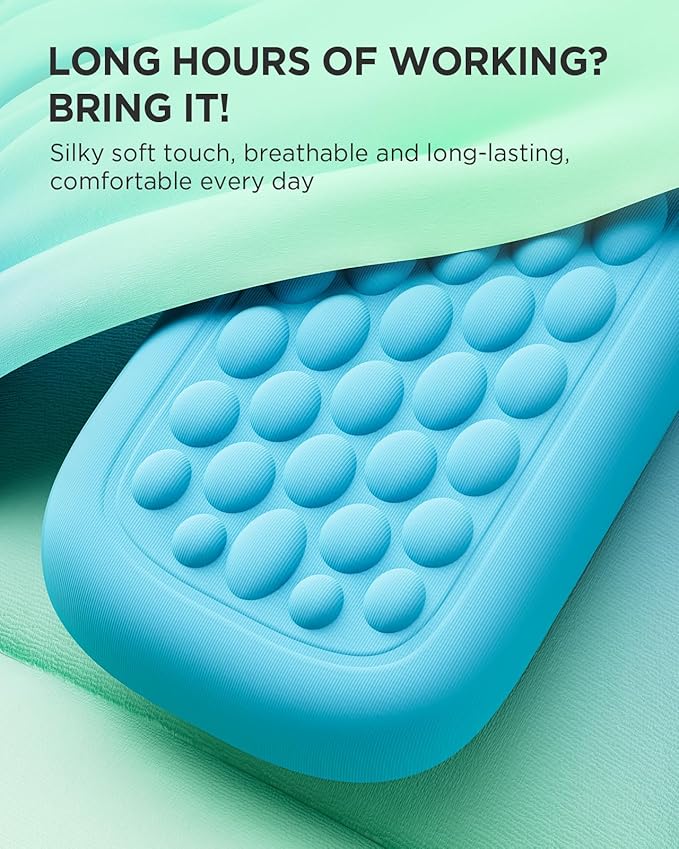 Lekvey Keyboard Wrist Rest, Silky Memory Foam Wrist Rest for Computer Keyboard, Mouse, Ergonomic Massage Design for Typing Pain Relief, Desk Pads Support Hand and Arm, Stain Resistant, Green Blue