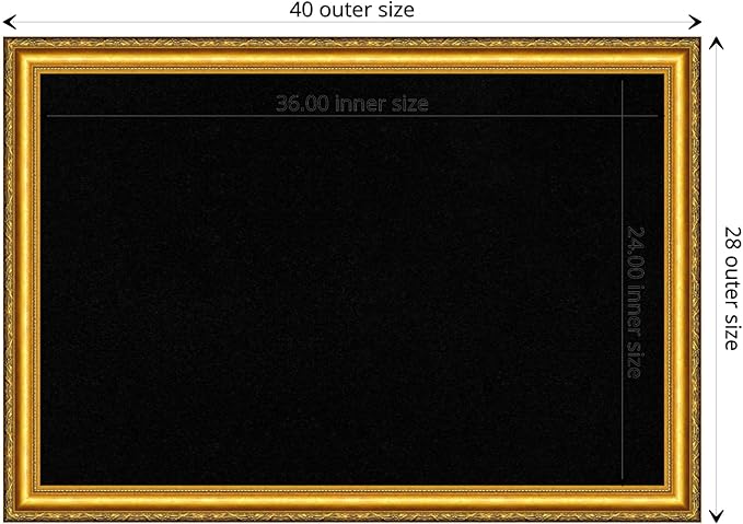 Amanti Art Black Cork Board for Wall, 28x40 Vision Board with Gold Wood Frame, Large Corkboard Office Decor for Home Organization, Traditional Corkboard Pinboard to display items for home organization