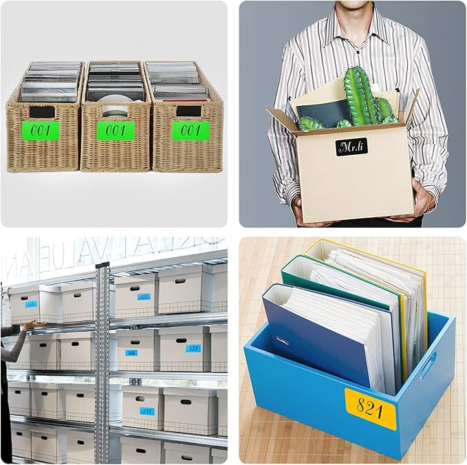 Rectangle Labels Sticker 3×5 Inch Vinyl Floor Stickers Color Coding Name Tags Roll Removable 200 PCS, Green