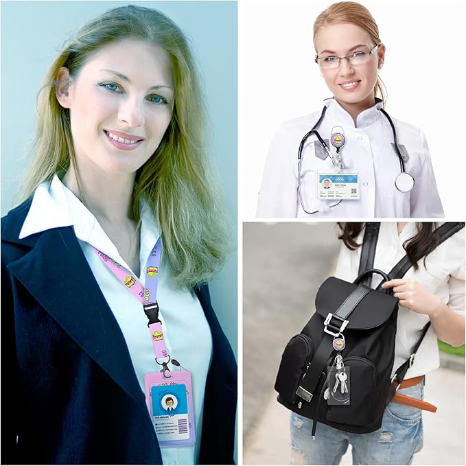 Gctriki Dumpster on Fire Purple Lanyards for ID Badges and Keys, Retractable Badge Reel Heavy Duty with Carabiner Clip, Funny I'm Fine ID Badge Holder with Lanyard, Teacher Nurse Women Office Gifts