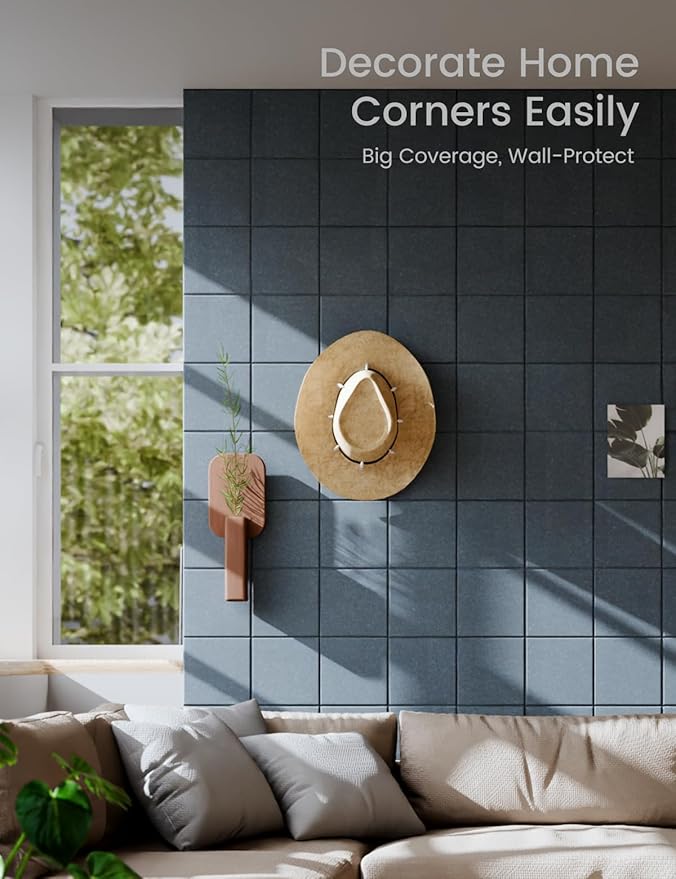 Large Felt Bulletin Board 48" x 36" Cork Board Alternative-12 Pack with 70 Safe Removable Adhesive Tabs, Cork Boards for Walls for Home Office Classroom Pin Board-Deep Charcoal Blue