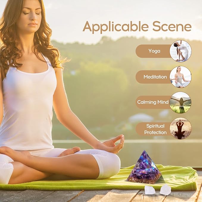 Hopeseed Orgone Pyramid for Positive Energy, Orgonite Amethyst Healing Crystal Pyramids for Reduce Stress Chakra Reiki Healing Meditation Attracts Lucky and Success