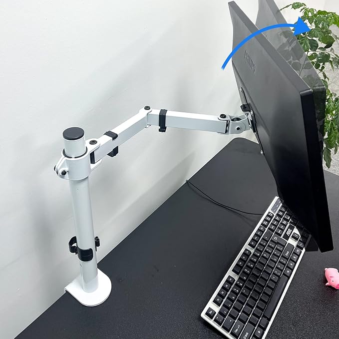 Suptek Single Monitor Arm Desk Mount Fully Adjustable Monitor Stand for 1 / One Screen up to 13" to 32" Extra Tall 15.75 inch Pole,VESA 75x75mm or 100x100mm,White (MD9421W)