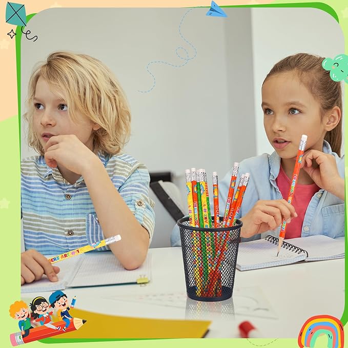 Tenceur 120 Pcs 3rd Graders Pencils, 3 Motivational Cute Pencils Bulk with Erasers for Kids Student Teacher Classroom Reward Back to School Supplies