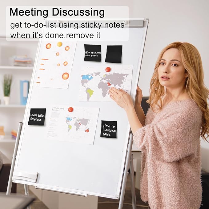 Beieverluck 48 Pack Pop Up Sticky Notes 3X3 Inch Colorful Post Stickies Self Sticky Note Pads for Office, Home, School, Meeting, 80 Sheets/pad, (Black)