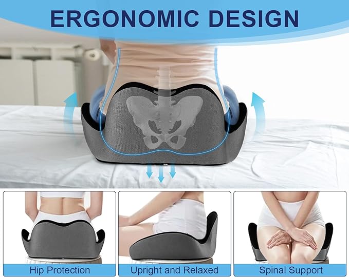 Premium Orthopedic Seat Cushion,X Large Breathable Office Chair Cushion - Enhanced Hip & Tailbone Support,Pressure Relief Sciatica & Leg Relief Let 8+ Hour Sitting Comfort, for Office/Game/Wheelchair