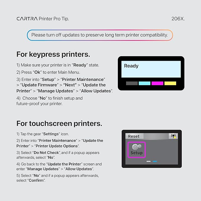 CATRA 206x High Yield Toner Cartridge Compatible with 206X Toner Cartridge Set, Works with Color Laser Jet Pro MFP M283fdw M283fdn M283cdw, M255dw, M255nw, M282nw 4Pack W2110X