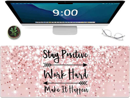 Galdas Gaming Mouse Pad XXL XL Large Long Extended Big Mousepad Non-Slip Rubber Keyboard Mouse Pad with Stitched Edges for Laptop Home Office (31.5x11.8x0.08 Inch) … (Bling Words)