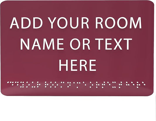 9" X6" Personalized Custom Sign - ADA Compliant Tactile Graphics Grade 2 Braille Text Acrylic Wall Signs - Add Your Room Name Text Sign for Home School Office Business Workplace