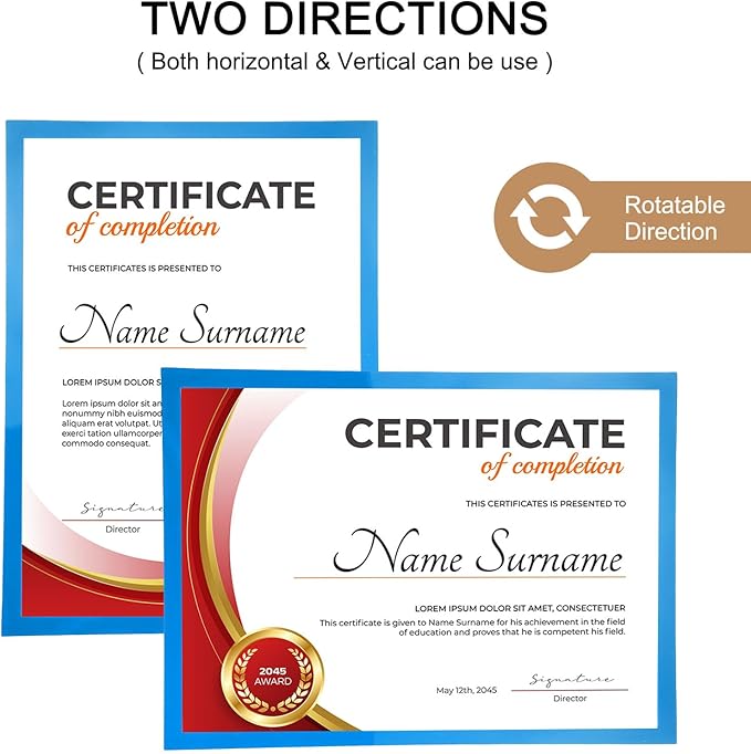 uxcell 2 Pcs Magnetic Sign Holder, 11.7" x 16.5" Self-Adhesive Magnetic Wall Signs Holder Magnetic Picture Frame Document Holder for Home Office Wall Window Displays, Sky Blue