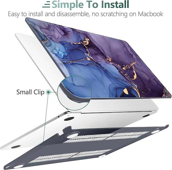 DONGKE Compatible with M4 MacBook Air 15 inch Case 2025 2024 2023 A3241 A3114 A2941 M3 M2 Liquid Retina Display Touch ID, Plastic Hard Case & Keyboard Skin & Screen Protector - Alcohol Ink Art