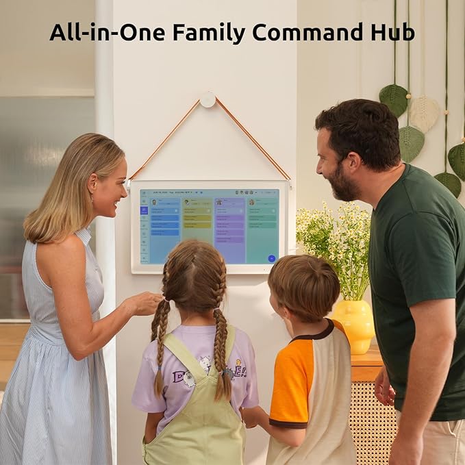 21.5'' Digital Calendar & Chore Chart - Smart Interactive Display for Family Schedules, 1920 * 1080P Full HD Touchscreen Electronic WiFi Planner, Wall and Desk Mountable