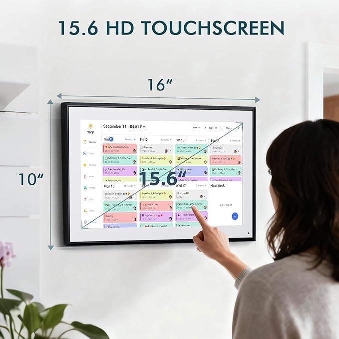 Digital Calendar 15.6 Inch Electronic Wall Calendar and Chore Chart 1920 * 1080P IPS Touchscreen Wall Smart Weekly and Monthly Planner for family Meal Planning Gift for Women