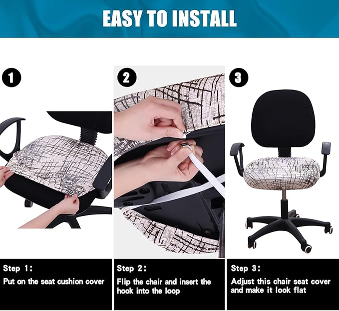 Smiry Printed Office Computer Chair Seat Covers, Stretch Fit Universal Desk Rotating Chair Cover Washable Removable Seat Cushion Protectors - Brown and White