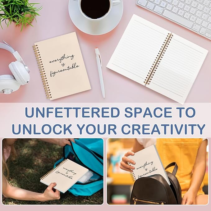 SNNDER Everything Is Figureoutable Inspirational Notebook Journal, Motivational Gifts for Coworkers Women Men, Positive Affirmation Journal Notebook, Hardcover Spiral Notebooks 5.5x8.3 Inch