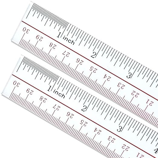 Ruler 12 inch, Clear Plastic inch Ruler, Apply to Rulers for Kids and Office Use Measuring Tools, Transparent Metric Straight with Inches Centimeters, Set Pack of 2, Ruler 12 inch-14