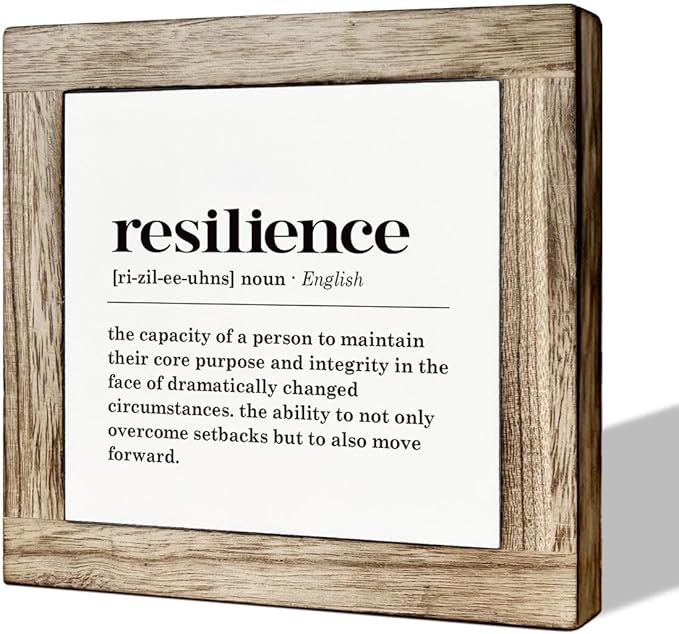 Resilience Definition Wood Block Sign - Motivational Office & Home Decor