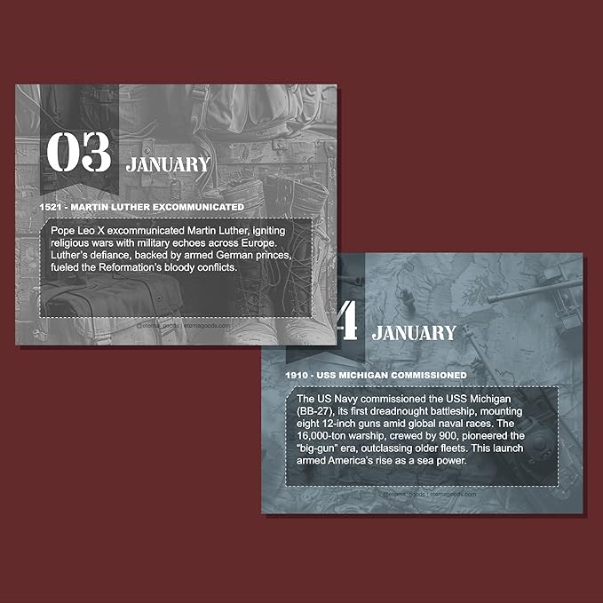 Today In Military History Calendar | Perpetual War History Calendar For The Military History Enthusiast, This Day In Amazing History Trivia Facts & Achievements | History Buff Gift Page A Day Box Calendar with Historical Info For Every Day of The Year