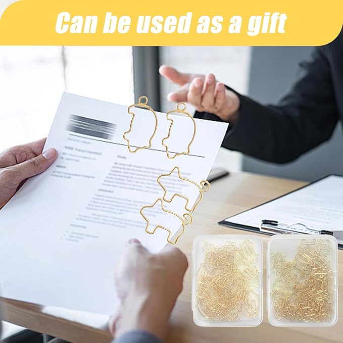80 Pcs Gold Animal Pig Creative Metal Paper Clips - Fun Pig School Supplies for Pig Lovers(Gold Pig)