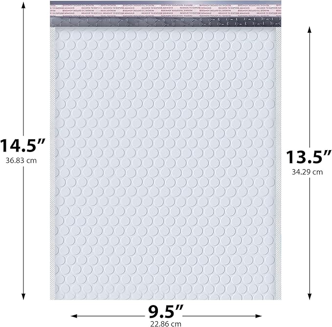 White Large Poly Bubble Mailers 9.5x14.5 inch #4 | Self Seal Padded Envelopes Cushioned Bubble Mailer | Usable Size 9.5x13.5 | WaterProof | Lightweight mailing Shipping Bags | 200 Pack Bulk | USA Made