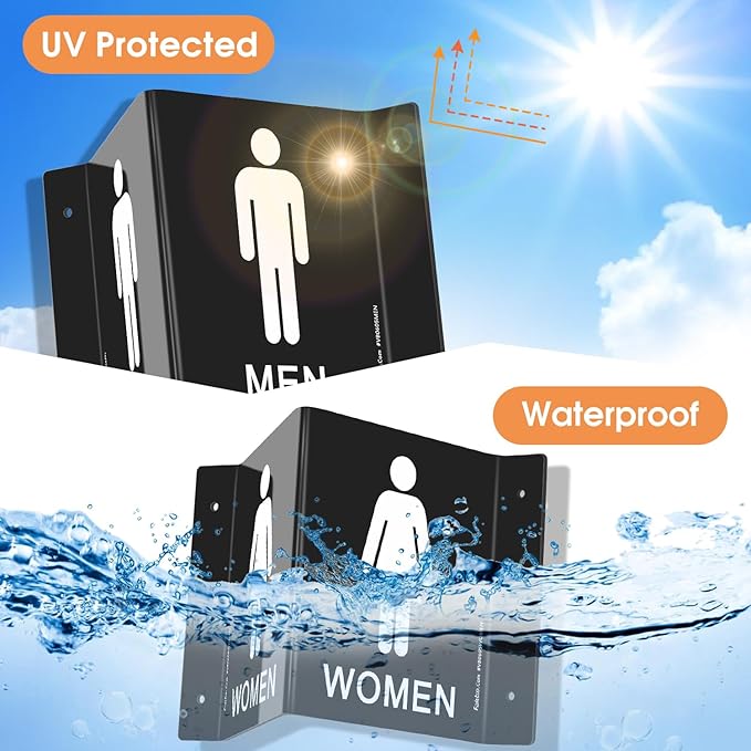 Faittoo Restroom Sign, Bathroom Signs, (4 Pack) 6 x 8 Inches Acrylic Sign, for Office or Business Bathroom and Toilet Door or Wall Decor, Indoor Outdoor Use, Black (Men and women Set)